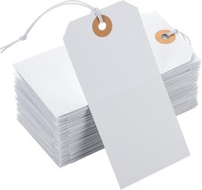 100pcs Large Price Tags with String Attached 4.72x 2.36inches, 100pack White