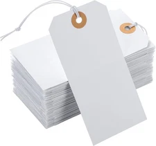 100pcs Large Price Tags with String Attached 4.72x 2.36inches, 100pack White 