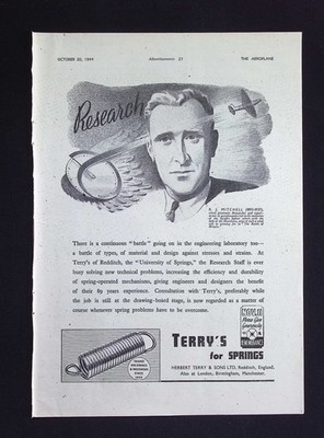 Original 1944 Reklame Terry's für Federn Engineering Innovation