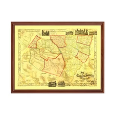 Old Map of Greene County, NY 1856 - Vintage New York Art