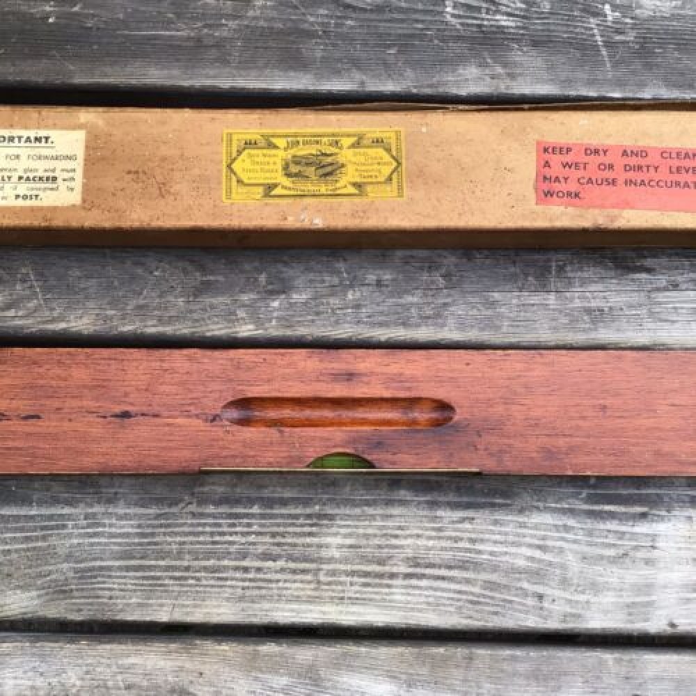 Vintage John Rabone No 77 Wood Brass Spirit Level Plumb 30" in Original Box