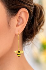 Handmade Bee Dangle Earrings Gold Tone Cute Bumblebee Drop Earring Women Gift UK