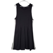 Simply Vera Vera Wang Dress Women XXL Black Sleeveless Pleated Side Stripe