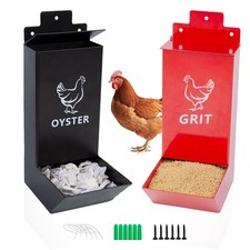 2-Pack Metal Chicken Grit Feeder  Oyster Shell Feeder with Lid-Heavy Duty Ha...