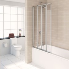 Image of AQUALUX 4 Panel Folding Shower Bath Screen - Clear