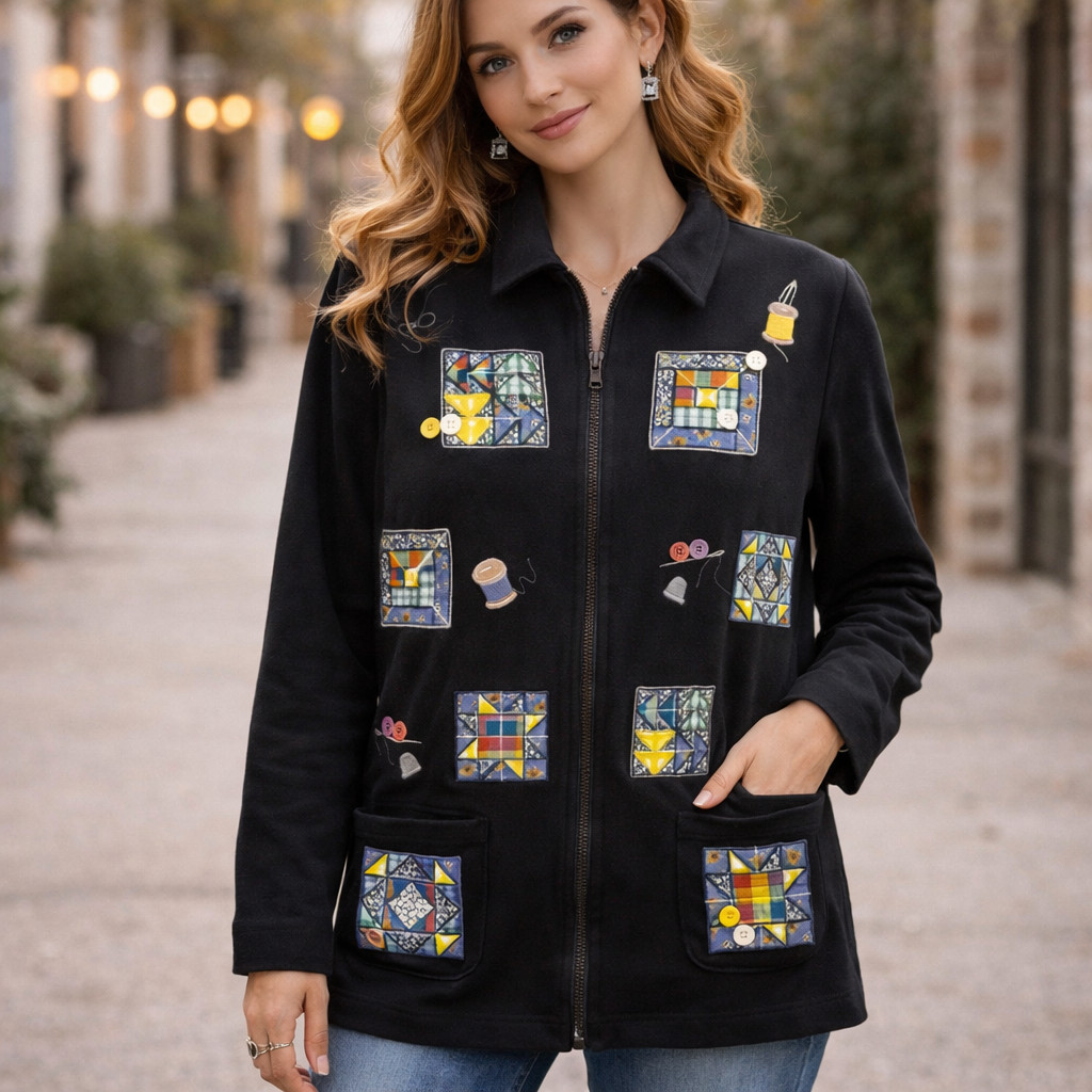 Vintage Bechamel Patchwork Sewing Jacket M Artsy … - image 1