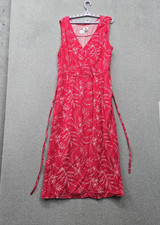 Old Navy Women Dress 2XL Pink Floral Leaf Print Maxi Faux Wrap Sleeveless V Neck