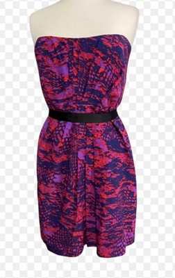 Saba Pop Dress  AU 6 / US 2 Animal 100% Silk Size Pink Purple Mini Strapless 90s