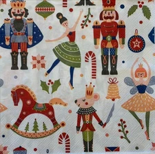 two Individual Christmas Luncheon decoupage Paper Napkins Nutcracker  Ballet