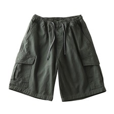 New Men's Multi-Pocket Shorts Casual Vintage Solid Color Loose Cargo Shorts