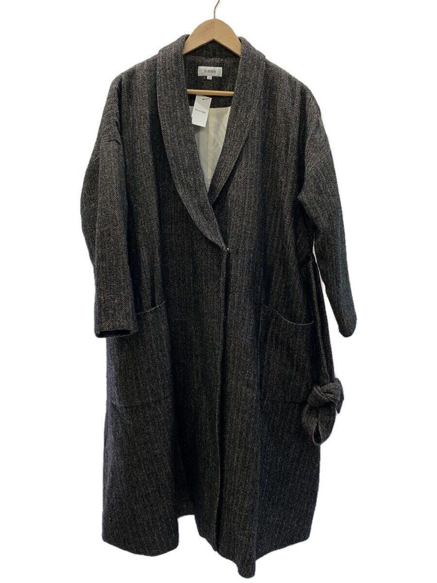 ALTRA Cappotto LOISIR altro misto lino collo sciallato 38 lana grigio tinta unita B0184LFC028