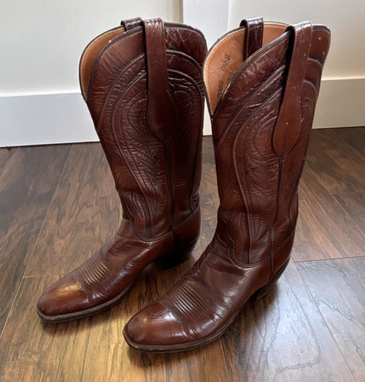 Lucchese San Antonio Western Cowboy Boots Brown Leather 2083 