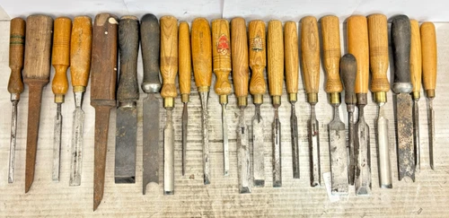USED JOB LOT WOOD CHISELS GOUGES FOR WOODWORKING SOME BRANDED