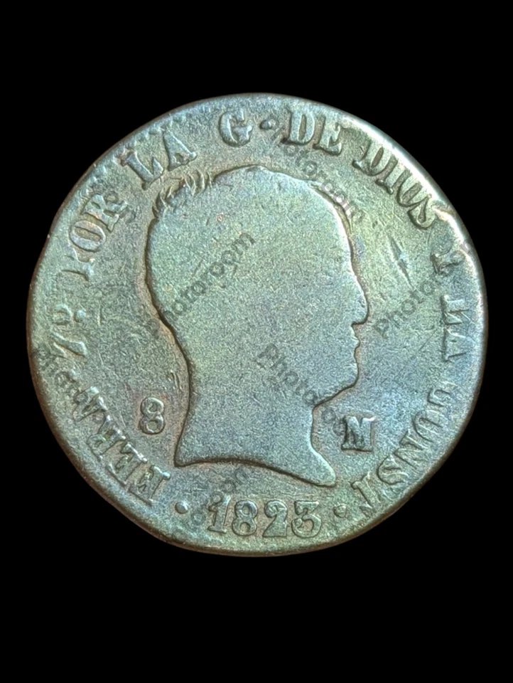 Fernando VII - 8 Maravedis 1823 (Sin Plt De Valor) Jubia Raro Fecha Clave Foto 2 de 3