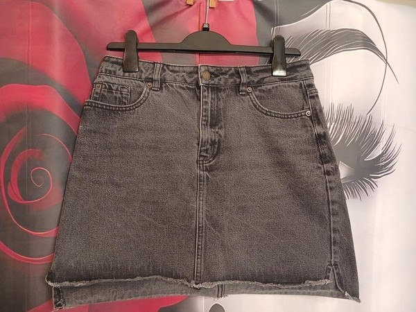 Women New Look Skirt Grey Cotton S