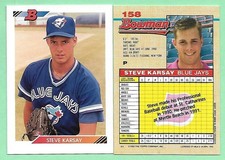 1992 Bowman Steve Karsay #158 Toronto Blue Jays👍