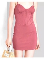 Women's Corset Mini Knit Bodycon Dress - Wild Fable Maroon Small NWT