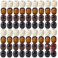 200Pcs Large Hole Barrel Wood European Loose Beads 4 Colors Natural Wooden