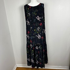 Ines De La Fressange Paris x Uniqlo Floral Maxi Shift Dress Womens Sz Large Boho