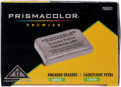 Eraser, Kneaded Rubber Eraser Large, Grey, 12 Pack