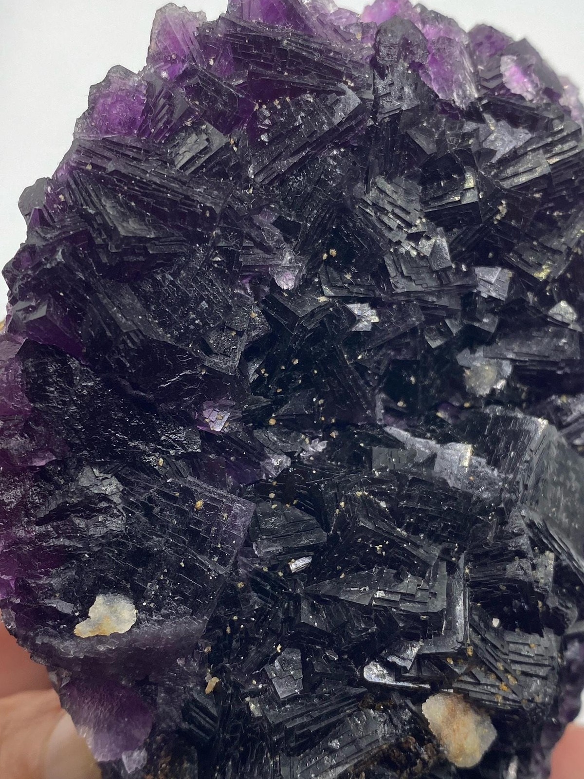 Vibrant Purple Stepped Cubic Fluorite Cluster with Video