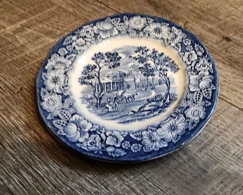 Vintage Liberty Blue Bread Plate 6" Monticello Staffordshire Ironstone England