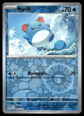 Marill 044/193 Common Paldea Evolved Pokemon Reverse Holo NM Deutsch
