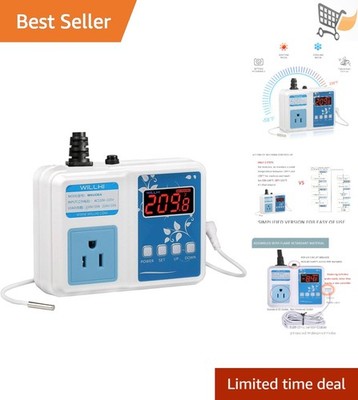 Digital Temperature Controller 10A 110V Sous Vide Thermostat Switch with Sensor