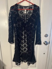 Anthropologie Crochet Black Beach Cover Up Cardigan NWT