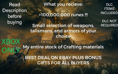 Xbox Elden Ring + SOTE Runes, Weapons, Armors, Talismans, and Crafting Materials