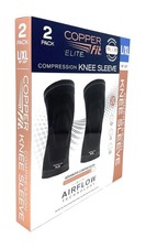 Copper Fit Elite Knee Compression Sleeve L/XL 2 Pack 16-20in Support Brace