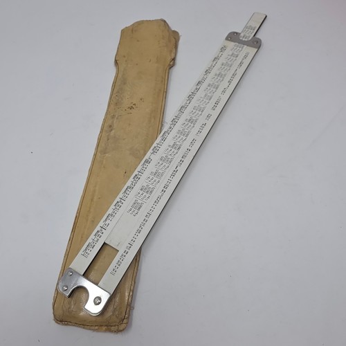 Acu-Math No. 500 Slide Rule White Logarithmic Scale w/ Leather Case Vintage USA