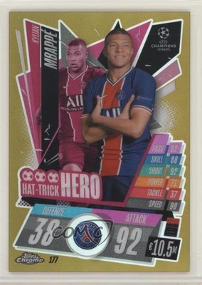 2020-21 Chrome Match Attax UEFA Champions League 45/50 Kylian Mbappe Mbappé 4a7
