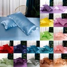 Satin Pillowcase Pillow Cushion Covers Bedding Bedroom Pillow Case Cover 29Color