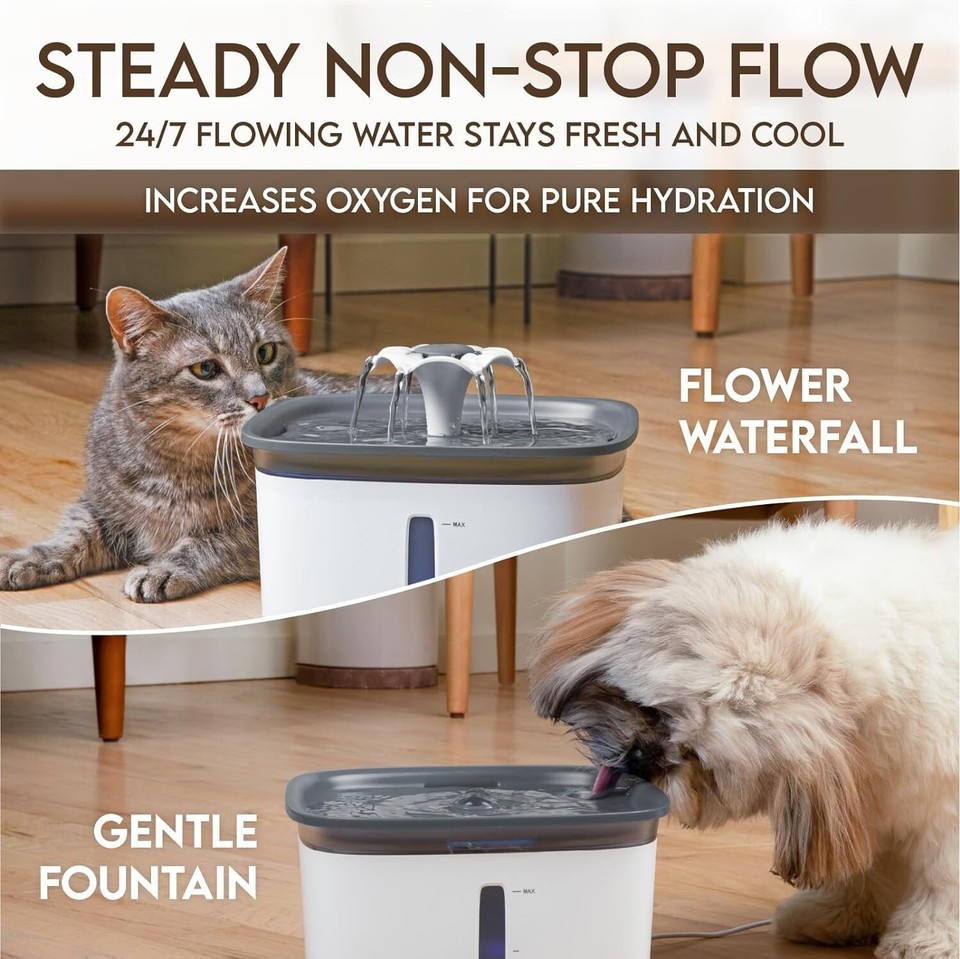 Veken 95oz/2.8L Pet Fountain, Automatic Cat Water Fountain Dog Water