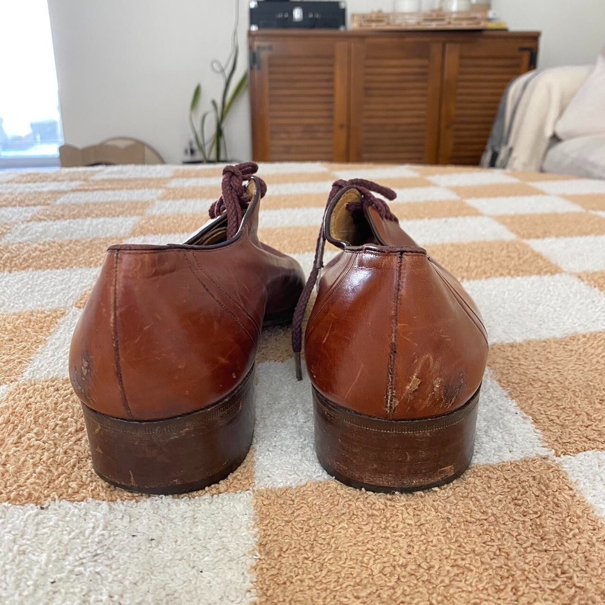 RICHARDS HANDCRAFTED LACE UO OXFORDS DRESS SHOE BROWN MADE IN ITALY TAN SIZE 7 M Best Italian Hybrid Wholecut - Jose Real Shoes main image 4