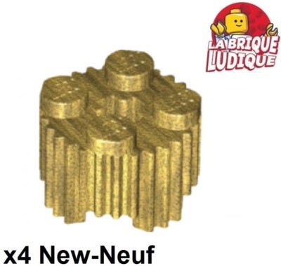 Lego 4x Rundstein Brick Round 2x2 Säule geriffelt Gitter Gold/Pearl Gold 92947