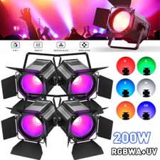 200W RGBWA UV COB LED Par Light DMX Stage Wash Lighting DJ Disco Party W/Cover