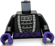 Lego New Minifig Black Torso Robe w/ Silver Hem over Armor Dark Purple Sash Part