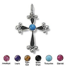 Sterling Silver Hand Made Stone Cross Pendant