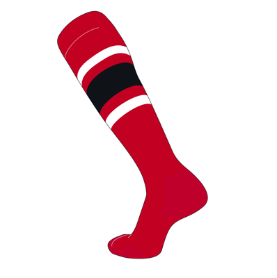 TCK Elite Baseball Football Knee High Striped Socks (G) Red