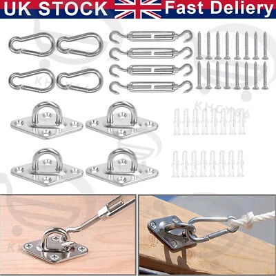 KHCY 44pcs Sun Shade Sail Stainless Fixing Fitting Kit for Garden Patio Awning Canopy