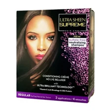 Ultra Sheen Supreme No Lye Relaxer Conditioning Hair Creme, Regular, 2 Kit Value