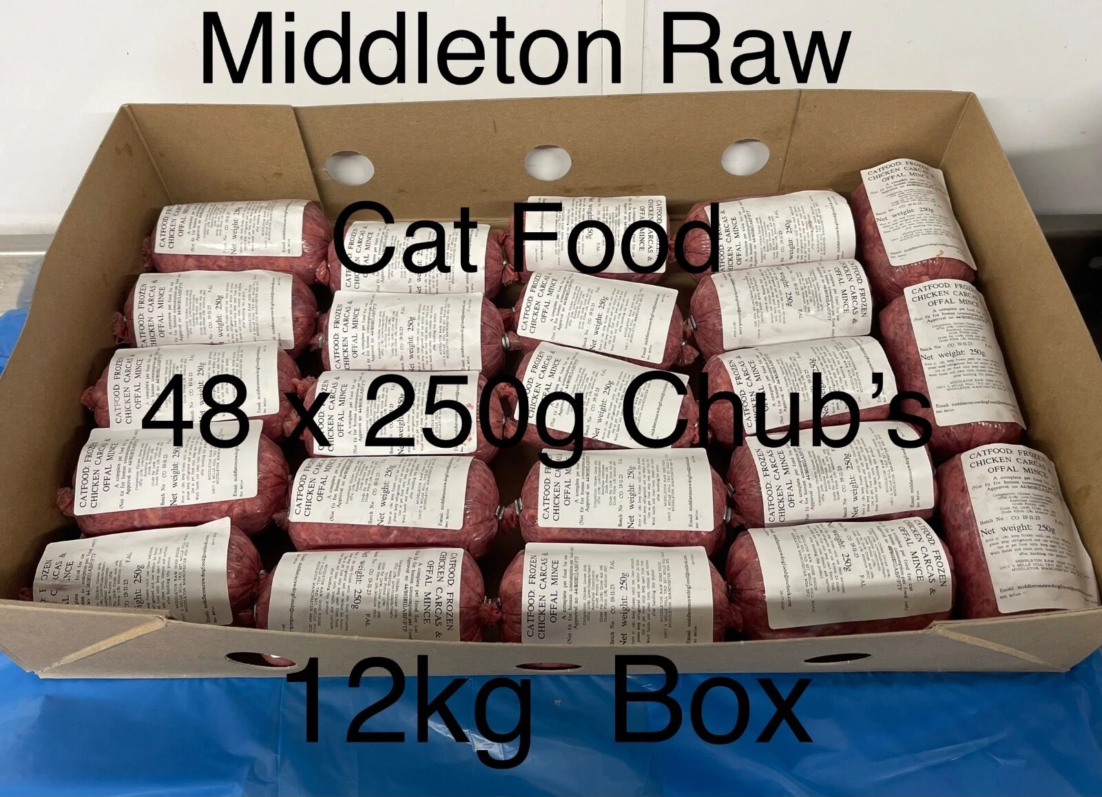 Cat Food Frozen Chicken Mince 48x250g Chub's 12kg .BARF RAW DIET delivered