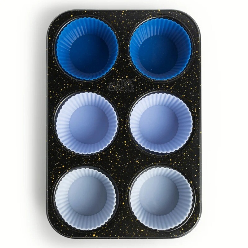 7Piece 6Cup NonStick Jumbo Muffin Pan with Reusable Silicone Baking