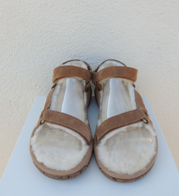 TEVA HURRICANE SHEARLING PECAN SUEDE STRAPPY SANDALS, WOMEN  display picture 1