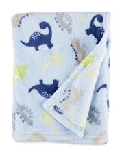 New Parents Choice Blue Dinosaur Dino Plush Baby Boy Fleece Blanket Lightweight