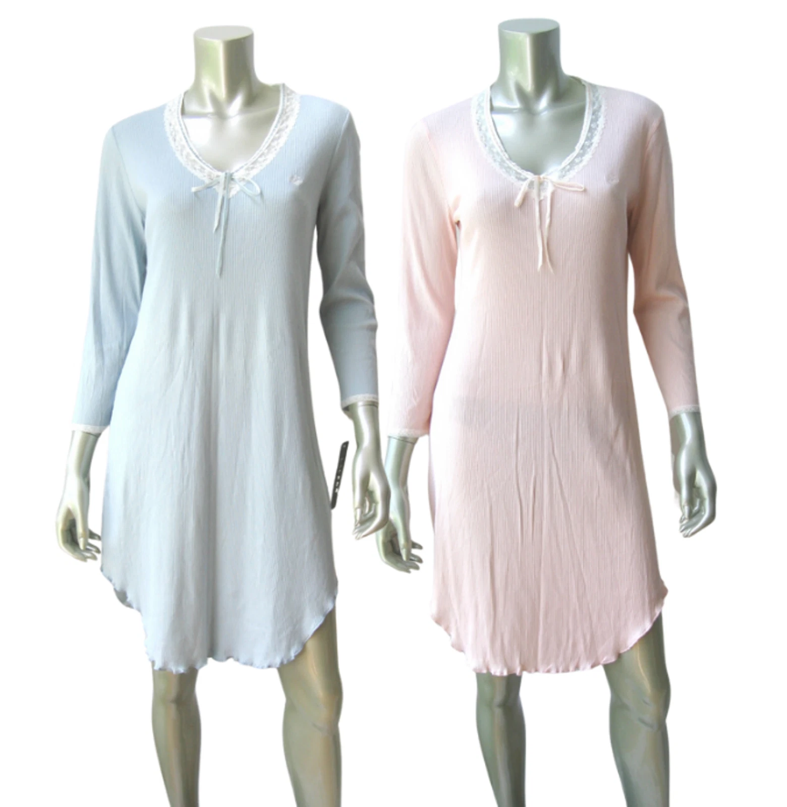 www.prominentresults.com :IN0033 Vintage Ralph Lauren NEW Women's Ribbon Lace-Up Rib Cotton Sleep Dress S