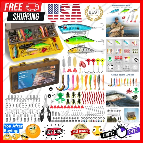 144pcs  Fishing Lures Kit with Tackle Box - Ideal for Bass & Trout