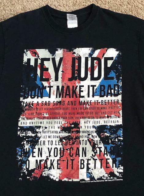 The Beatles Hey Jude, Don't Make It Bad British Flag Black T-Shirt